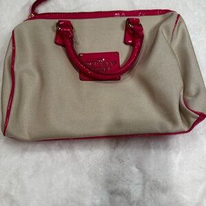 Victoria's Secret Beige Tote with Pink Trim